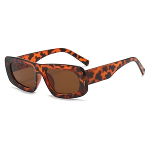 Lunettes de soleil carrées rétro hip hop écaille avec verres marrons anti-UV