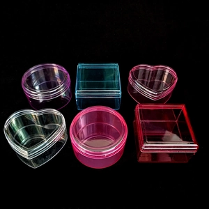 Transparent Plastic Storage Boxes With Lids Small Dustproof Jewelry Organizer Containers Round Square Heart Shapes