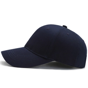 Classic dark blue cotton baseball cap with curved brim and six-panel structured design