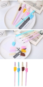 Set of creative pastel gel pens with cute ice cream pendants for school and gifts