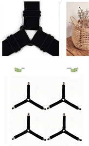 Attaches de draps noires réglables en forme de Y avec pinces métalliques solides