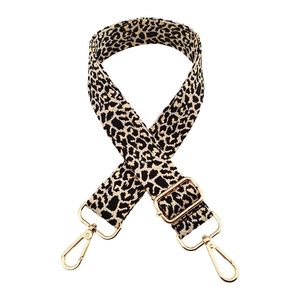 Adjustable leopard print wide shoulder strap with gold metal buckles for crossbody bags
