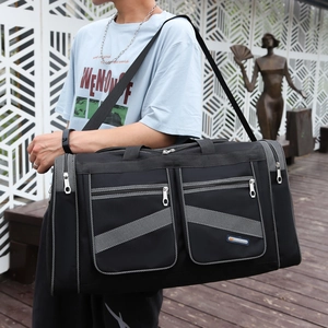 Foldable large capacity black travel duffel bag made of durable oxford fabric for travel