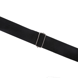 Close-up of durable black nylon strap and silver metal adjustable buckle for travel bag