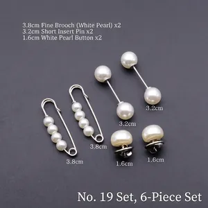 Lot détaillé de 6 broches en perles et pinces de taille de différentes tailles pour cardigans
