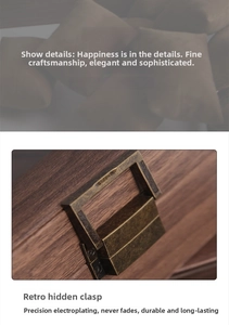 Close-up of vintage bronze buckle with electroplating process on wood grain watch box