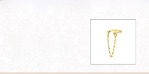 Detail of 925 sterling silver ear cuff with gold chain and 7.5mm inner diameter