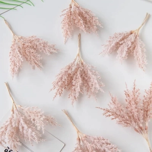 Set of 7 realistic artificial faux cedar branches in light pink and champagne colors