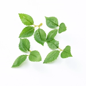 Artificial rose leaves with detailed green texture for handmade DIY silk floral crafts
