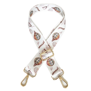 Ethnic style wide canvas shoulder strap with balloon prints and gold metal hooks