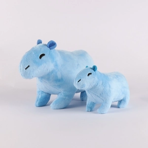 Soft blue capybara plush toy in two sizes for kids gift with cute animal design