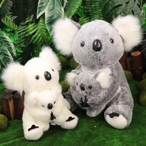 Giocattolo Peluche Koala Realistico Animale Di Peluche Morbido Mamma E Bambino Bambola Per Bambini Regalo Cotone PP Grigio Bianco