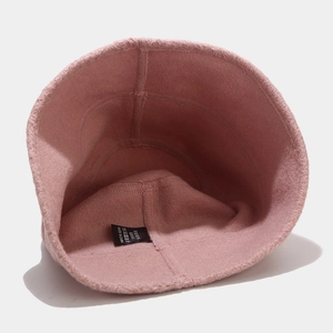 Pink wool felt bucket hat featuring premium interior lining and detailed stitching