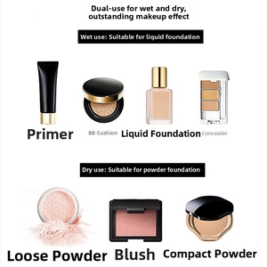 Detail guide for wet use with liquid foundations and dry use with powder cosmetics