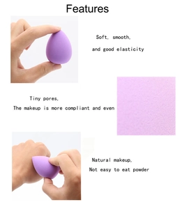 Detailed view showing soft texture and fine pores of the purple makeup sponge