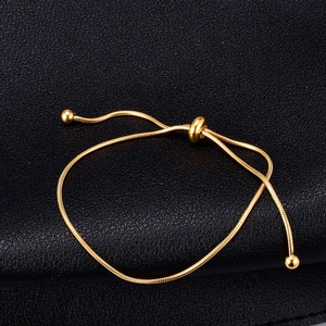 Minimalist Snake Chain Bracelet Anklet 316L Titanium Steel Gold Plated Adjustable Slider Clasp For Women Waterproof Jewelry