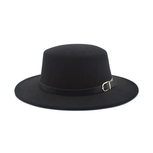 Flat Top Woolen Fedora Hat Wide Brim Boater Hat For Women Men Unisex Vintage Jazz Hat Outdoor Warm Felt Hat