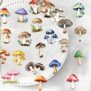 50 pieces of waterproof transparent PET cartoon mushroom stickers for journal decoration