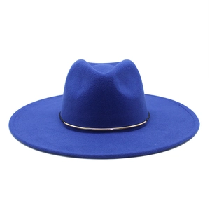 Fedora Hat Wide Brim Woolen Felt Gold Metal Buckle Retro Jazz Style Elegant Winter Sun Hat For Women Men