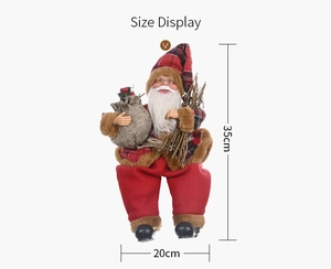 Standing Santa Claus doll size display with 35cm height and 20cm width specifications