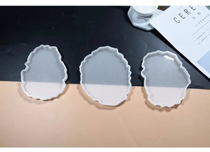 Three-piece irregular wavy silicone coaster molds for DIY epoxy resin craft projects