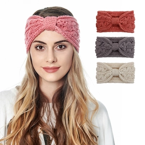 Bandeau Tricoté Femmes Hiver Chaud Cache-Oreilles Acrylique Torsades Nœud Tordu Extérieur Cheveux Mode