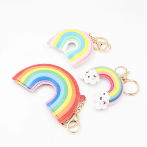 Llavero De Charm Para Bolso De Arcoíris Cuero PU Dibujos Animados Coloridos Colgante De Nube Sonriente Para Mujeres Niñas
