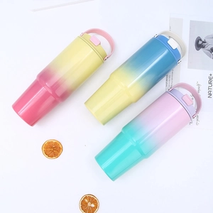30oz stainless steel insulated tumbler with gradient colors and portable handle lid