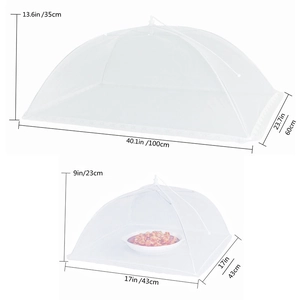 Rectangular mesh food covers in large and small sizes with detailed dimensions