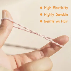 Pink elastic hair ties for girls, high elasticity non-damaging stretchable hair bands