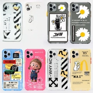 Detail of iPhone glitter cases with UV printed patterns and foldable phone grips