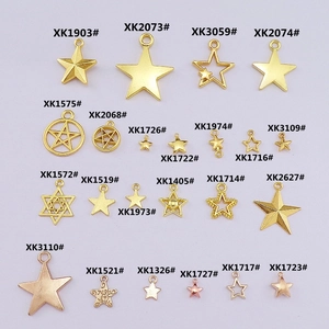 Assorted gold and rose gold star charms for DIY jewelry making in multiple star designs