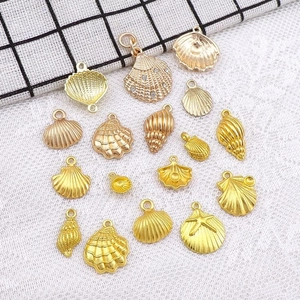 Golden and rose gold ocean theme sea shell starfish alloy jewelry charms set