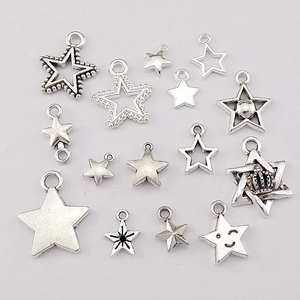 Antique Silver Star Charms Zinc Alloy Hollow Solid Pendants For DIY Jewelry Making Bracelet Necklace Earrings Retro Accessories