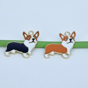 Cute metal corgi dog charms for DIY earrings and necklaces jewelry making