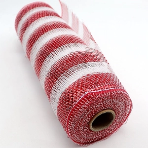 Red and white striped mesh ribbon roll for Christmas and Easter DIY crafts and flower wrapping