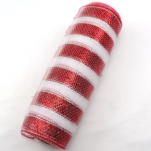 Red and white striped deco mesh roll for Christmas and Easter gift flower packaging