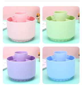 Rotating desktop organizer with multi-compartment design in four macaron colors