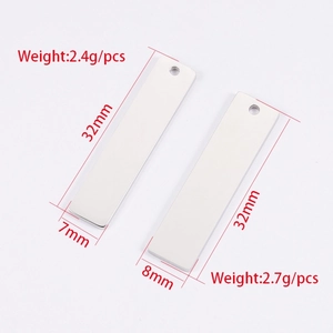 Mirror polished 32mm stainless steel rectangular pendant tags for DIY jewelry making