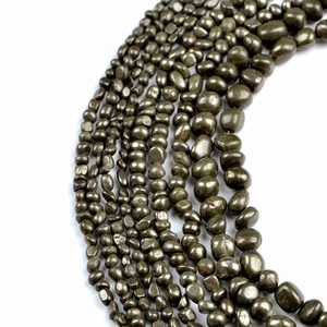 Natural raw pyrite beads in irregular shapes for handmade jewelry making