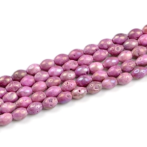 Macro detail of purple druzy agate rice beads with natural sparkling geode texture