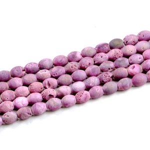 Macro detail of natural purple agate druzy beads with 8x10mm oval crystal textures