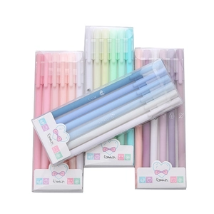 Morandi gradient retractable gel pen set with 6 pens in a transparent plastic box
