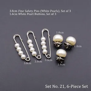Détail du lot de 6 épingles de sûreté perlées avec broches de 3,8 cm et attaches
