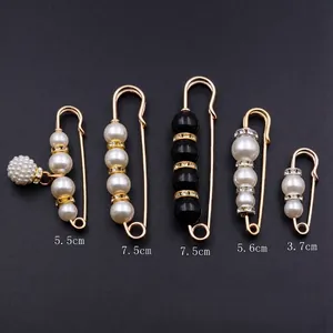 Lot détaillé de 5 broches en perles dorées pour ajustement de vêtements et foulards