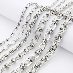 Men's hip-hop stainless steel silver twist chains in various sizes and polished textures