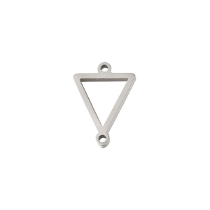 Polished stainless steel hollow triangle connector with double loops for DIY jewelry making