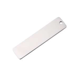 Polished rectangular stainless steel blank pendant with single hole for DIY keychains