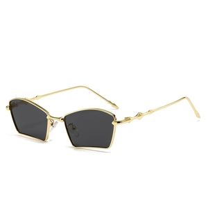 Geometric Sunglasses Metal Frame Pentagonal Shaped Trendy UV Protection Eyewear For Men Women Punk Hip Hop Street Style