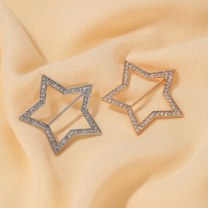 Clip de chemise et boucle de taille en strass en forme d'étoile dorée et argentée